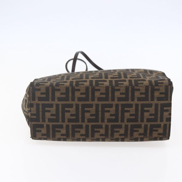 FENDI Zucca Canvas Shoulder Bag Black Brown Auth ka260
