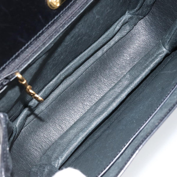GUCCI Hand Bag Leather Black Gold Auth ka2600