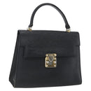 FENDI Hand Bag Leather Black Gold Auth ka2601-1