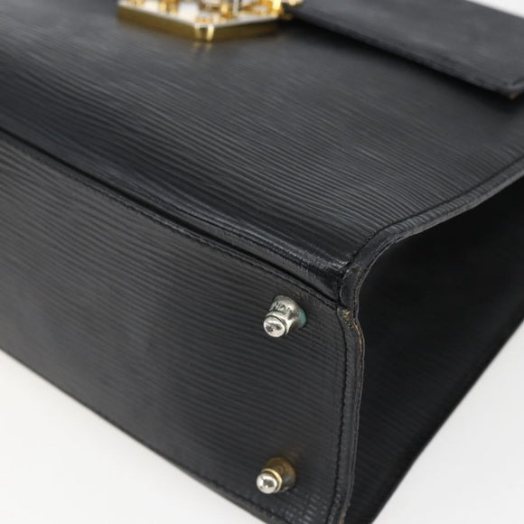 FENDI Hand Bag Leather Black Gold Auth ka2601