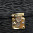 FENDI Hand Bag Leather Black Gold Auth ka2601-10