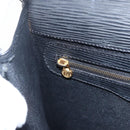 FENDI Hand Bag Leather Black Gold Auth ka2601-20