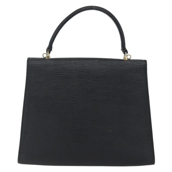 FENDI Hand Bag Leather Black Gold Auth ka2601
