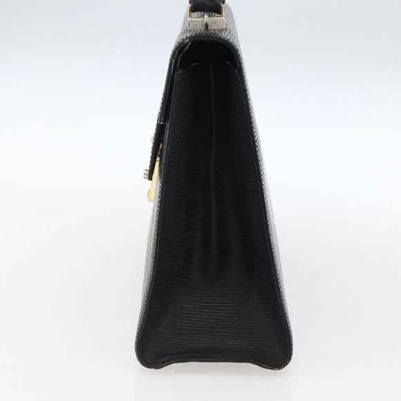 FENDI Hand Bag Leather Black Gold Auth ka2601