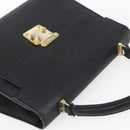 FENDI Hand Bag Leather Black Gold Auth ka2601-6