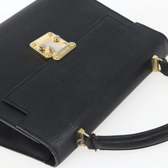 FENDI Hand Bag Leather Black Gold Auth ka2601