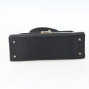 FENDI Hand Bag Leather Black Gold Auth ka2601-5