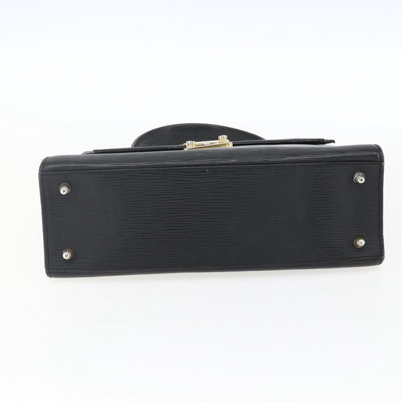 FENDI Hand Bag Leather Black Gold Auth ka2601
