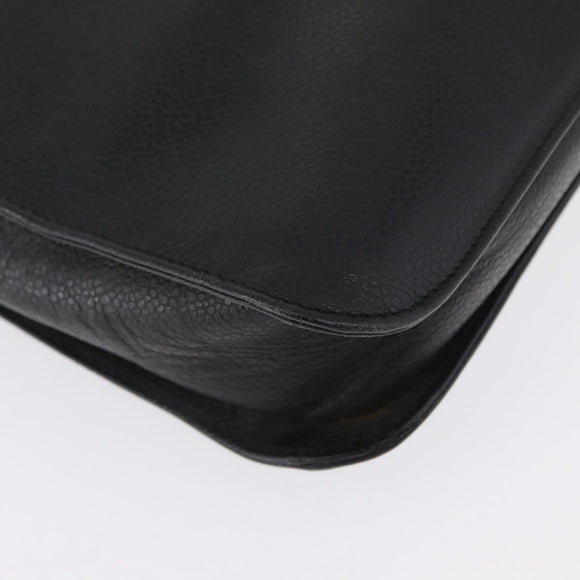 CHANEL Business Bag Caviar Skin Black Gold CC Auth ka2603