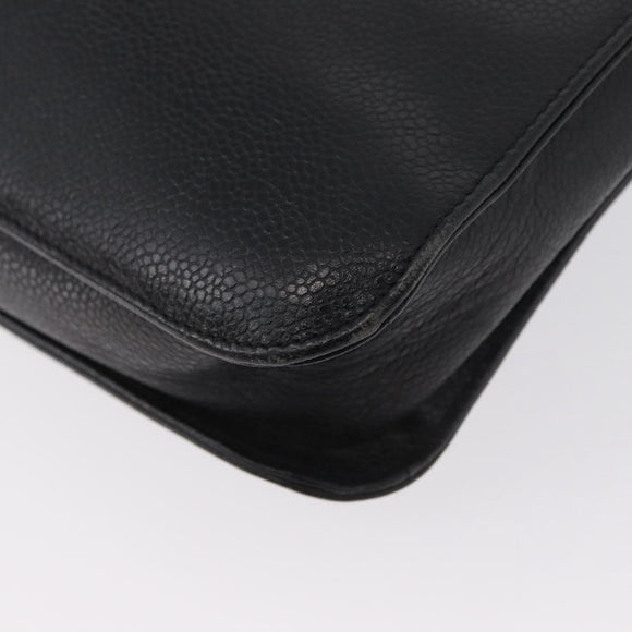 CHANEL Business Bag Caviar Skin Black Gold CC Auth ka2603