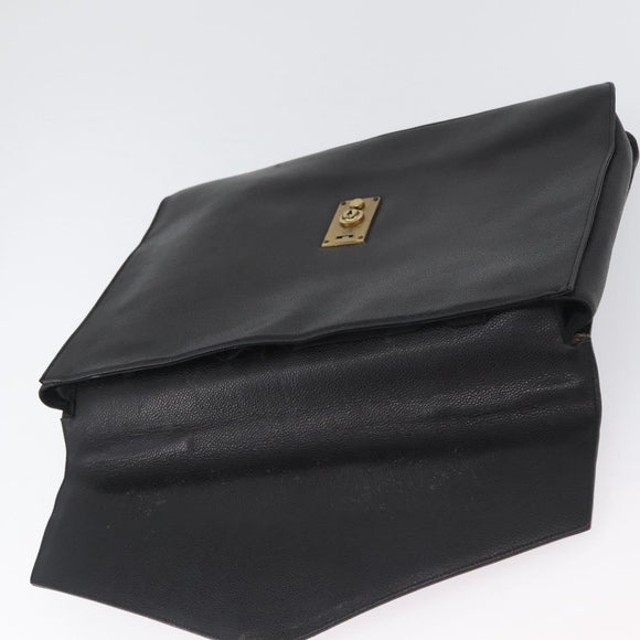 CHANEL Business Bag Caviar Skin Black Gold CC Auth ka2603