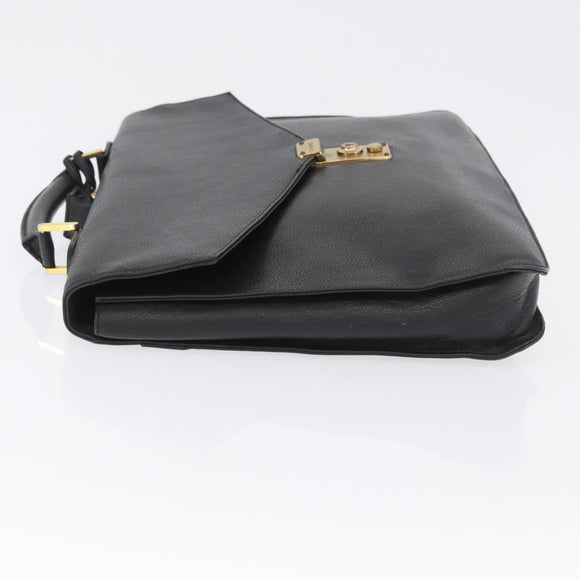 CHANEL Business Bag Caviar Skin Black Gold CC Auth ka2603