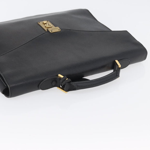 CHANEL Business Bag Caviar Skin Black Gold CC Auth ka2603