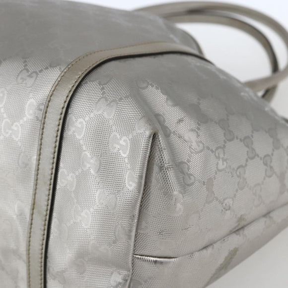 GUCCI GG implementation Tote Bag PVC Silver 197953 Auth ka2609
