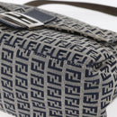 FENDI Zucchino Canvas Mamma Baguette Hand Bag Navy Silver Auth ka261-10