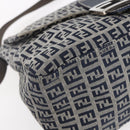 FENDI Zucchino Canvas Mamma Baguette Hand Bag Navy Silver Auth ka261-11
