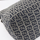FENDI Zucchino Canvas Mamma Baguette Hand Bag Navy Silver Auth ka261-13