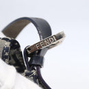 FENDI Zucchino Canvas Mamma Baguette Hand Bag Navy Silver Auth ka261-14