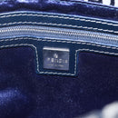 FENDI Zucchino Canvas Mamma Baguette Hand Bag Navy Silver Auth ka261-15