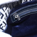 FENDI Zucchino Canvas Mamma Baguette Hand Bag Navy Silver Auth ka261-16