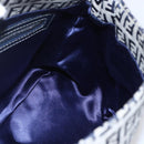 FENDI Zucchino Canvas Mamma Baguette Hand Bag Navy Silver Auth ka261-18