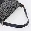 FENDI Zucchino Canvas Mamma Baguette Hand Bag Navy Silver Auth ka261-7