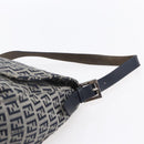 FENDI Zucchino Canvas Mamma Baguette Hand Bag Navy Silver Auth ka261-8