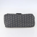 FENDI Zucchino Canvas Mamma Baguette Hand Bag Navy Silver Auth ka261-9