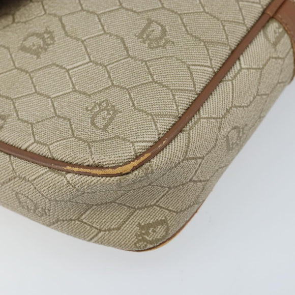 Christian Dior Honeycomb Canvas Umhängetasche PVC Beige Gold Auth ka2612