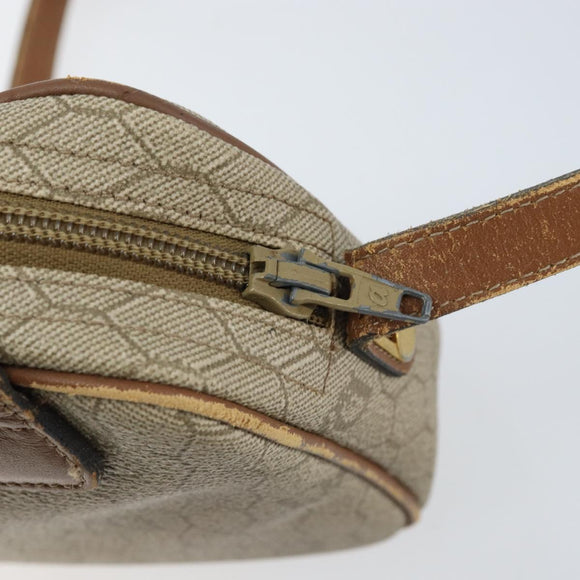 Christian Dior Honeycomb Canvas Umhängetasche PVC Beige Gold Auth ka2612