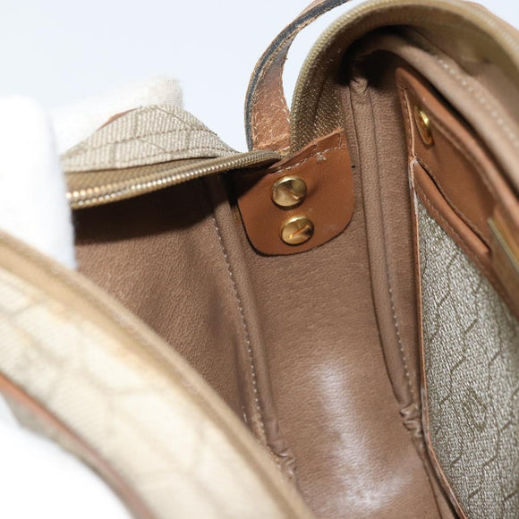 Christian Dior Honeycomb Canvas Umhängetasche PVC Beige Gold Auth ka2612