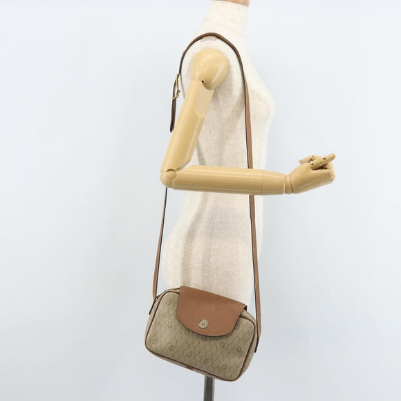 Christian Dior Honeycomb Canvas Umhängetasche PVC Beige Gold Auth ka2612