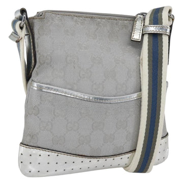 GUCCI GG Canvas Shoulder Bag Silver 147671 Auth ka2617