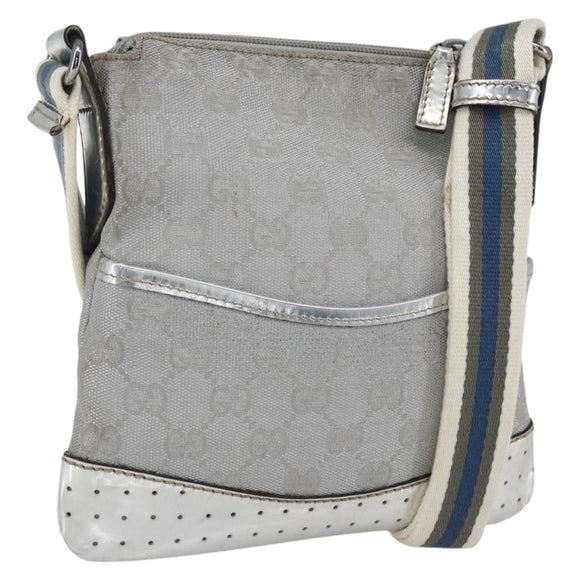 GUCCI GG Canvas Shoulder Bag Silver 147671 Auth ka2617