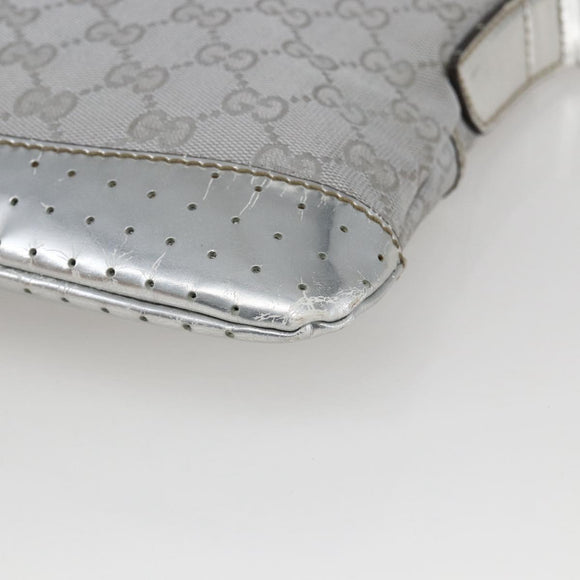 GUCCI GG Canvas Shoulder Bag Silver 147671 Auth ka2617