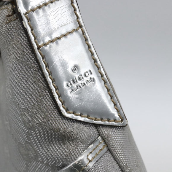 GUCCI GG Canvas Shoulder Bag Silver 147671 Auth ka2617