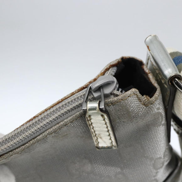 GUCCI GG Canvas Shoulder Bag Silver 147671 Auth ka2617
