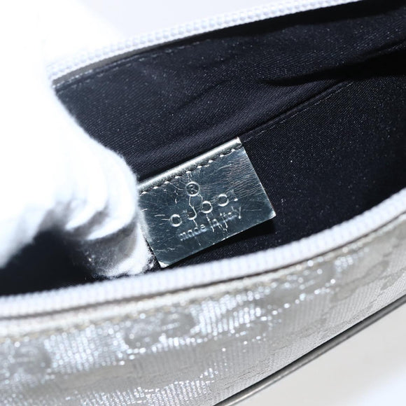 GUCCI GG Canvas Shoulder Bag Silver 147671 Auth ka2617