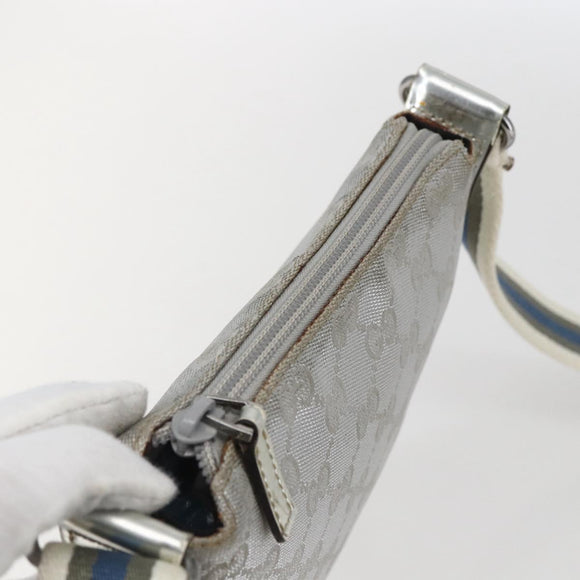 GUCCI GG Canvas Shoulder Bag Silver 147671 Auth ka2617