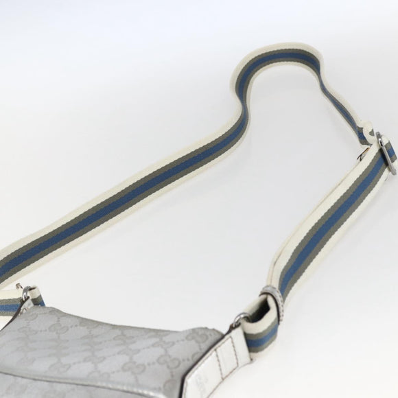 GUCCI GG Canvas Shoulder Bag Silver 147671 Auth ka2617