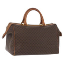 CELINE Macadam Canvas Boston Bag PVC Leather Brown Gold Auth ka2619-1
