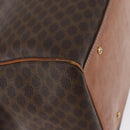 CELINE Macadam Canvas Boston Bag PVC Leather Brown Gold Auth ka2619-9