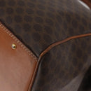 CELINE Macadam Canvas Boston Bag PVC Leather Brown Gold Auth ka2619-14