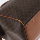 CELINE Macadam Canvas Boston Bag PVC Leather Brown Gold Auth ka2619-15