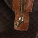 CELINE Macadam Canvas Boston Bag PVC Leather Brown Gold Auth ka2619-10