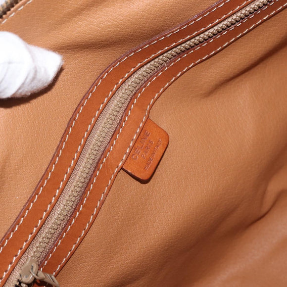 CELINE Macadam Canvas Boston Bag PVC Leather Brown Gold Auth ka2619