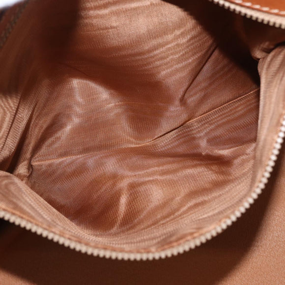 CELINE Macadam Canvas Boston Bag PVC Leather Brown Gold Auth ka2619