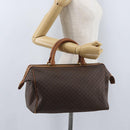 CELINE Macadam Canvas Boston Bag PVC Leather Brown Gold Auth ka2619-22