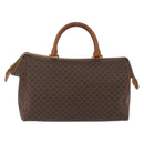 CELINE Macadam Canvas Boston Bag PVC Leather Brown Gold Auth ka2619-2