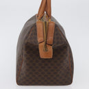 CELINE Macadam Canvas Boston Bag PVC Leather Brown Gold Auth ka2619-3
